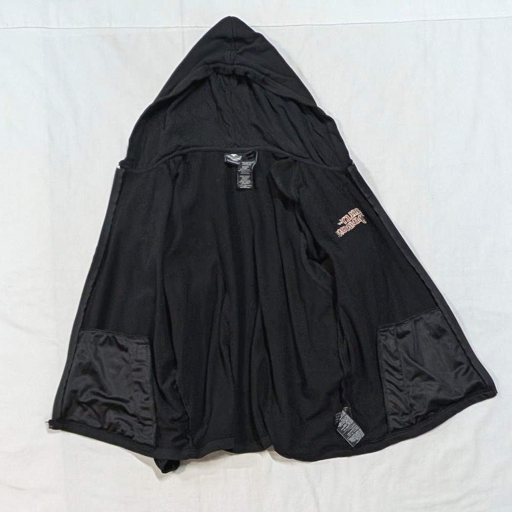 Harley-Davidson Mens Black Full Zip Hooded Nylon Long Sleeve Jacket 2XL